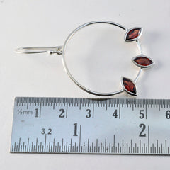 Riyo Irresistible Sterling Silver Earring For Women Garnet Earring Bezel Setting Red Earring Dangle Earring