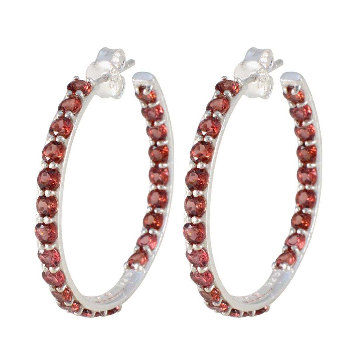 Riyo Smashing Sterling Silver Earring For Demoiselle Garnet Earring Bezel Setting Red Earring Stud Earring