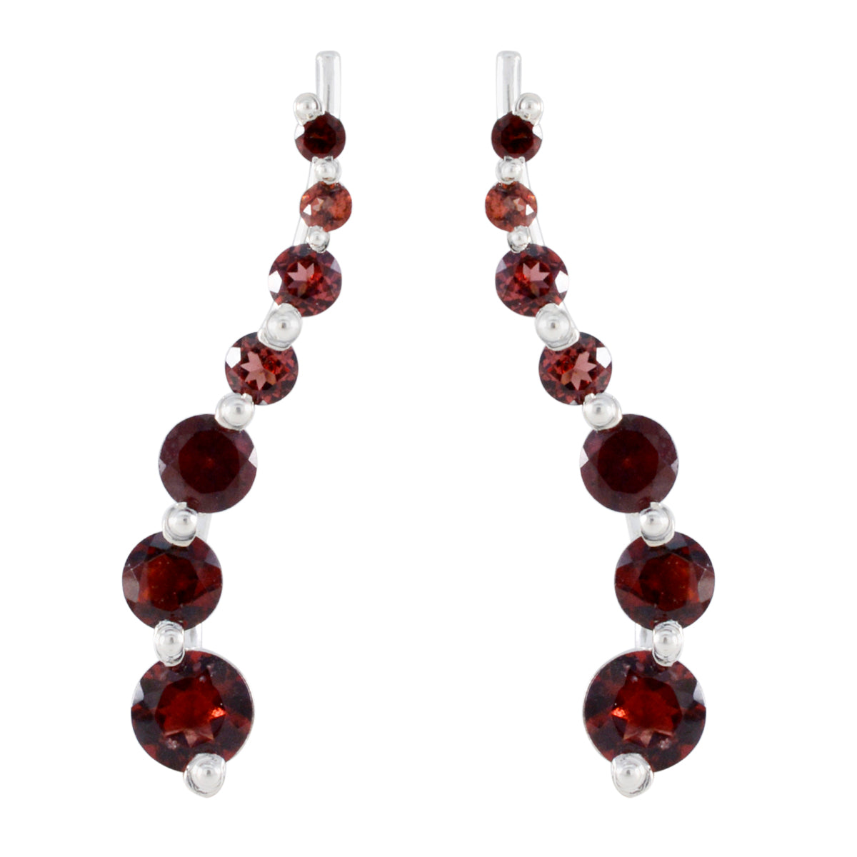 Riyo Decorative 925 Sterling Silver Earring For Female Garnet Earring Bezel Setting Red Earring Ear Cuff Earring