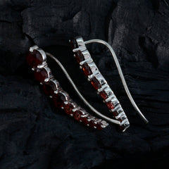 Riyo Knockout 925 Sterling Silver Earring For Women Garnet Earring Bezel Setting Red Earring Ear Cuff Earring
