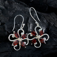 Riyo Smashing 925 Sterling Silver Earring For Lady Garnet Earring Bezel Setting Red Earring Dangle Earring