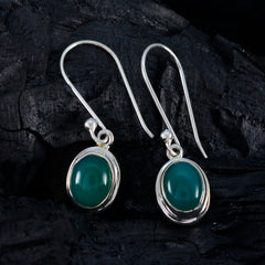 Riyo Hot 925 Sterling Zilveren Oorbel Voor Vrouwen Groene Onyx Oorbel Bezel Instelling Groene Oorbel Dangle Earring