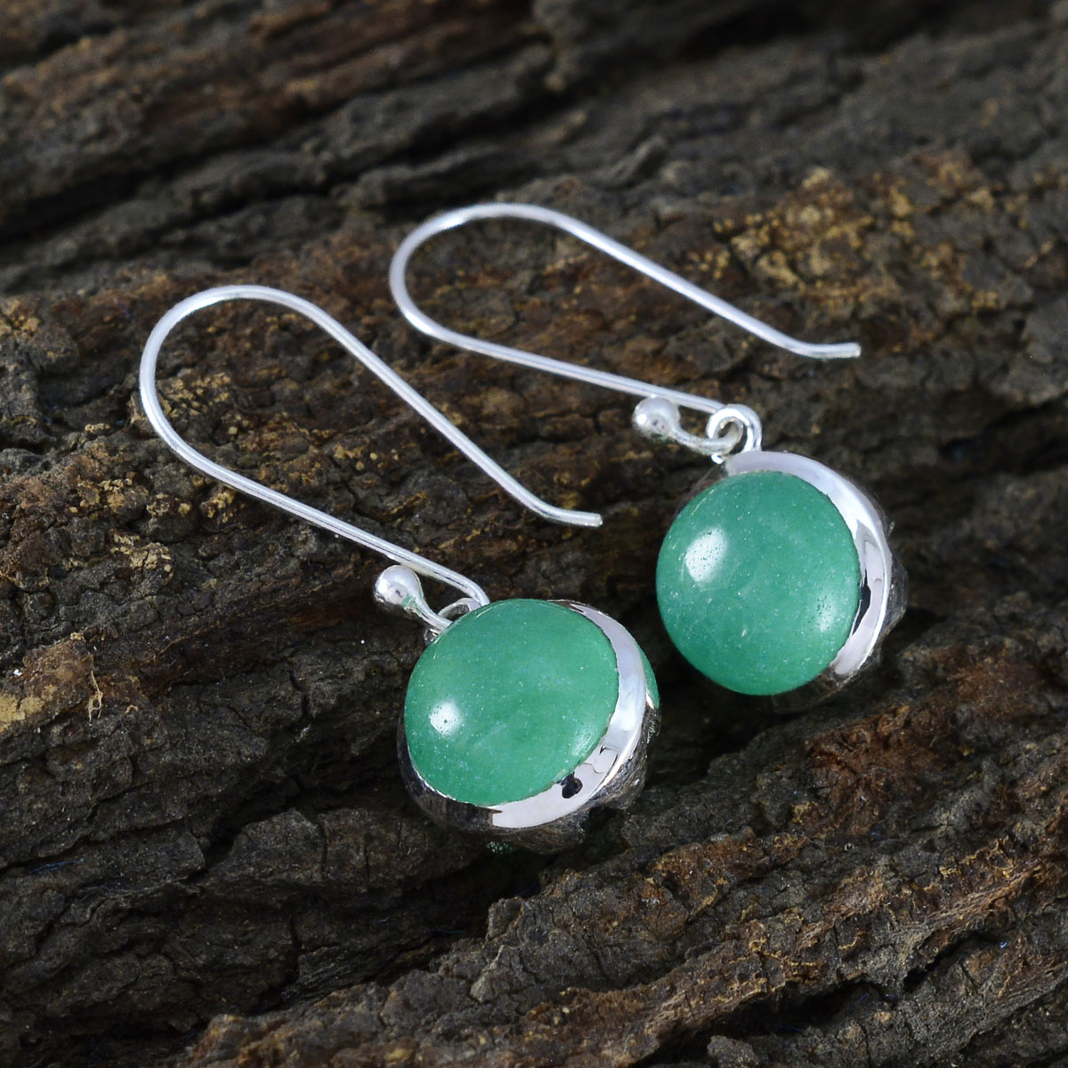 Riyo Graceful Sterling Silver Earring For Wife Green Onyx Earring Bezel Setting Green Earring Dangle Earring