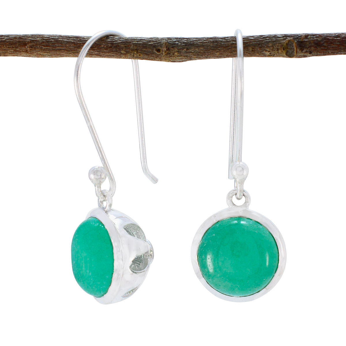 riyo graceful sterling silver earring for wife green onyx earring bezel setting green earring dangle earring