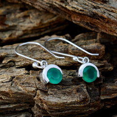 Riyo Alluring 925 Sterling Silver Earring For Sister Green Onyx Earring Bezel Setting Green Earring Dangle Earring