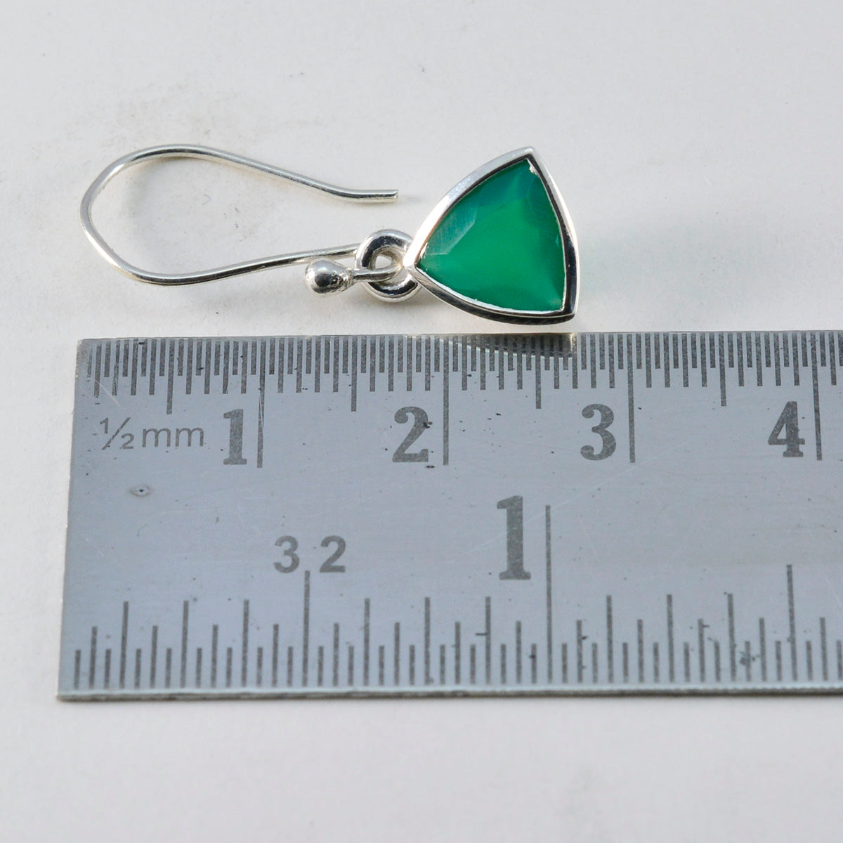Riyo Appealing Sterling Silver Earring For Female Green Onyx Earring Bezel Setting Green Earring Dangle Earring
