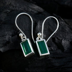 Riyo Heavenly 925 Sterling Silber Ohrring für Schwester, grüner Onyx-Ohrring, Lünettenfassung, grüner Ohrring, baumelnder Ohrring