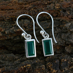 Riyo Heavenly 925 Sterling Silver Earring For Sister Green Onyx Earring Bezel Setting Green Earring Dangle Earring
