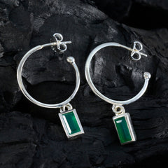 Riyo Sightly 925 Sterling Silver Earring For Female Green Onyx Earring Bezel Setting Green Earring Dangle Earring