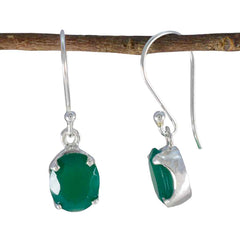 Riyo Bonny 925 Sterling Silber Ohrring für Demoiselle, grüner Onyx-Ohrring, Lünettenfassung, grüner Ohrring, baumelnder Ohrring