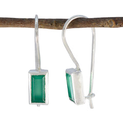 Riyo Beaut Sterling Silber Ohrring für Damen, grüner Onyx-Ohrring, Lünettenfassung, grüner Ohrring, baumelnder Ohrring