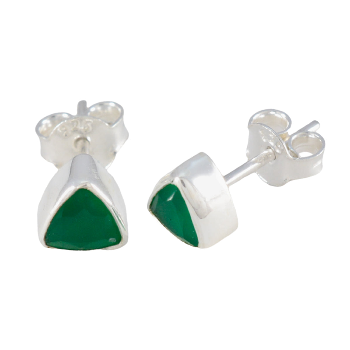 Riyo – boucle d'oreille en argent sterling pour femme, onyx vert, réglage de la lunette, boucle d'oreille verte