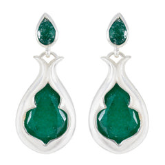 Riyo Easy On The Eye 925 Sterling Silver Earring For Girl Green Onyx Earring Bezel Setting Green Earring Stud Earring