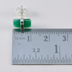 Riyo Prächtiger 925er Sterlingsilber-Ohrring für Mädchen, indischer Smaragd-Ohrring, Lünettenfassung, grüner Ohrring-Ohrstecker