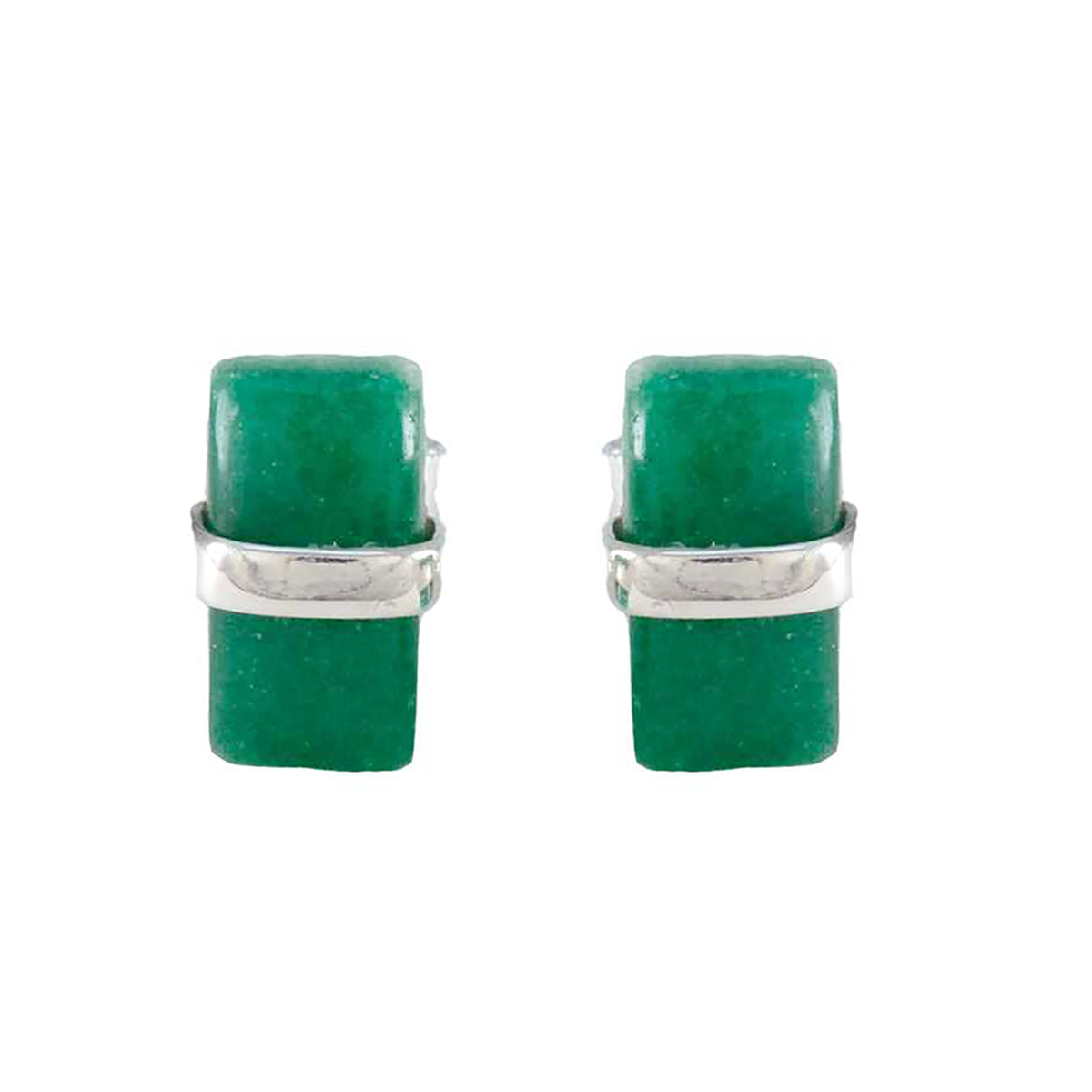 Riyo Magnificent 925 Sterling Silver Earring For Girl Indian Emerald Earring Bezel Setting Green Earring Stud Earring