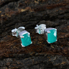Riyo Prachtige 925 sterling zilveren oorbel voor dames Indian Emerald Earring Bezel Setting Green Earring Stud Earring