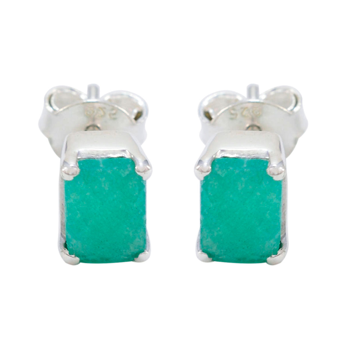Riyo Wunderschöner Ohrring aus 925er-Sterlingsilber für Damen, indischer Smaragd-Ohrring, Lünettenfassung, grüner Ohrstecker