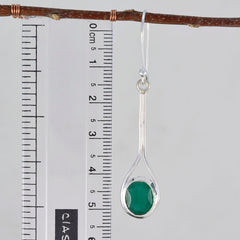 Riyo Gemakkelijk in het oog 925 sterling zilveren oorbel voor vrouwelijke Indische smaragdgroene oorbel Bezel-instelling Groene oorbel Dangle Earring