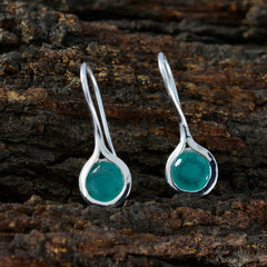 Riyo Sightly Sterling Silver Earring For Wife Indian Emerald Earring Bezel Setting Green Earring Dangle Earring