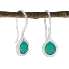 Riyo Sightly Sterling Silber Ohrring für Frau, indischer Smaragd-Ohrring, Lünettenfassung, grüner Ohrring, baumelnder Ohrring