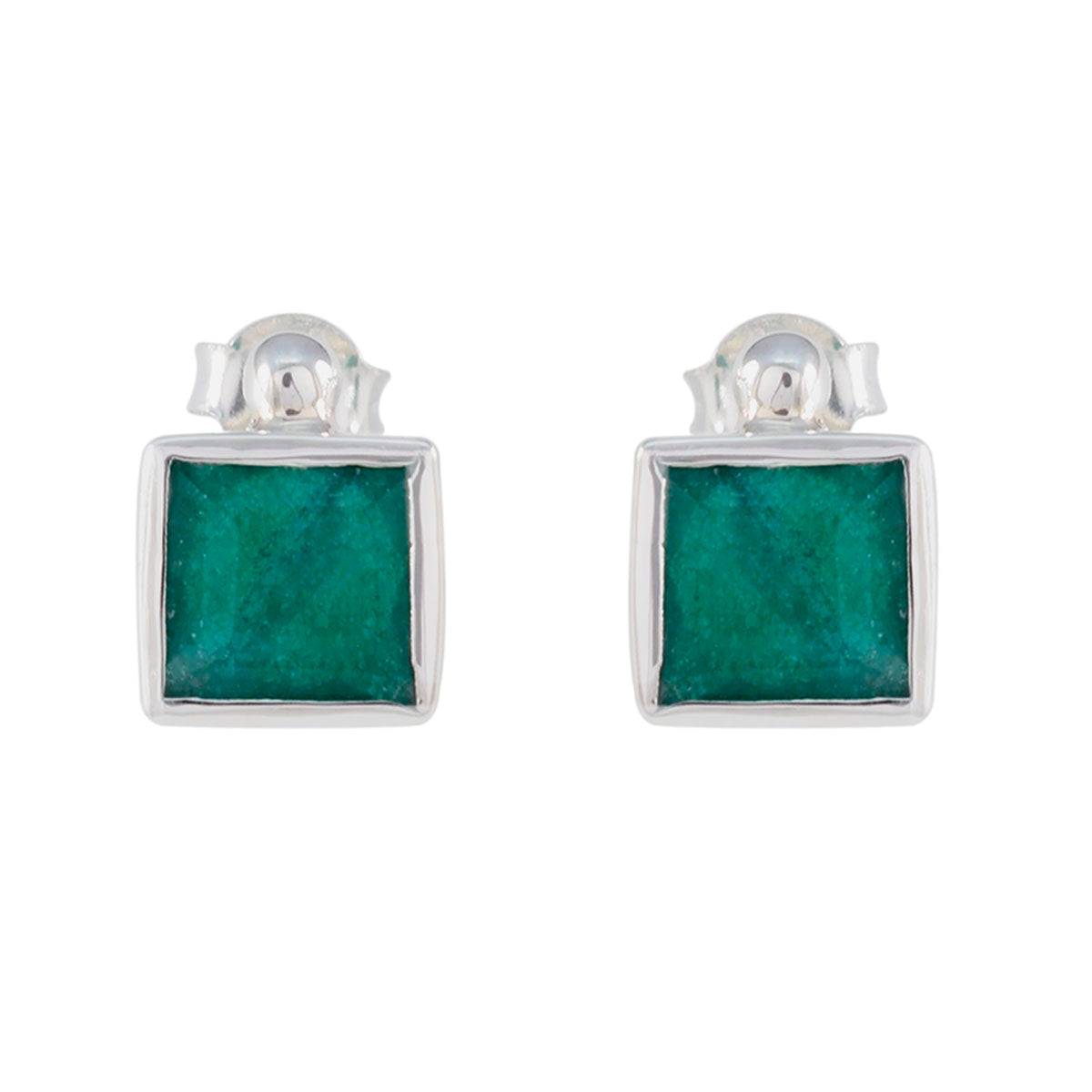 Riyo Charming 925 Sterling Silver Earring For Female Indian Emerald Earring Bezel Setting Green Earring Stud Earring