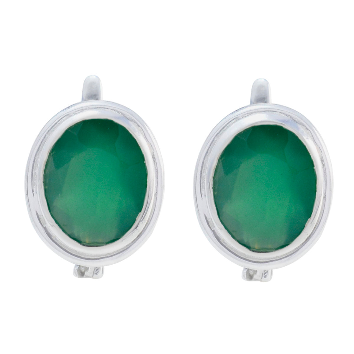 Riyo Eleganter Sterlingsilber-Ohrring für Damen, indischer Smaragd-Ohrring, Lünettenfassung, grüner Ohrring, Ohrstecker