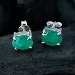 Riyo aantrekkelijke sterling zilveren oorbel voor dames Indiase smaragd oorbel bezel setting groene oorbel stud oorbel