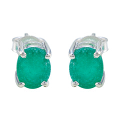 Riyo aantrekkelijke sterling zilveren oorbel voor dames Indiase smaragd oorbel bezel setting groene oorbel stud oorbel