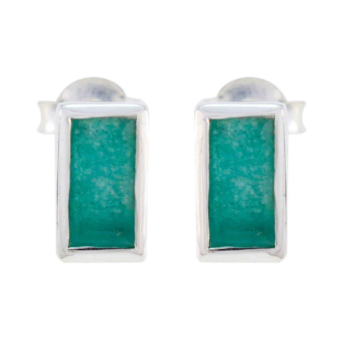 Riyo Alluring Sterling Silver Earring For Wife Indian Emerald Earring Bezel Setting Green Earring Stud Earring