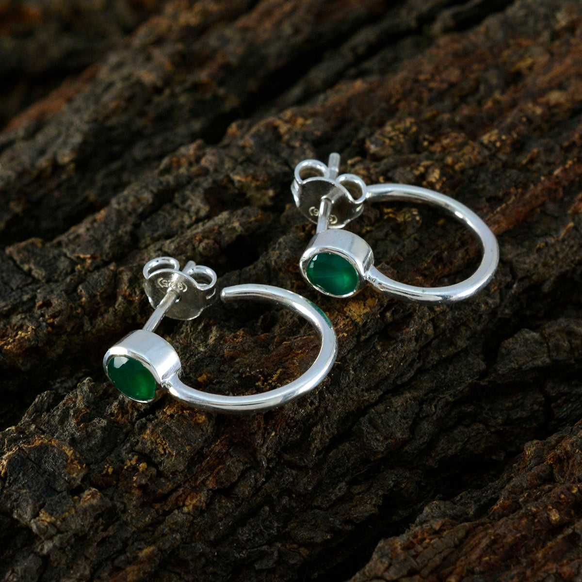 riyo splendido orecchino in argento sterling 925 per la moglie orecchino con smeraldo indiano con castone orecchino verde orecchino a perno