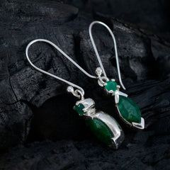 Riyo Mooie Sterling zilveren oorbel voor dame Indiase smaragdgroene oorbel Bezel Setting Groene oorbel Dangle Earring