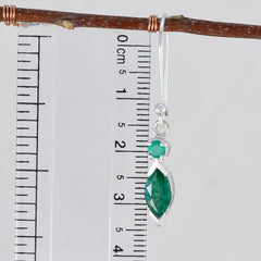 Riyo Mooie Sterling zilveren oorbel voor dame Indiase smaragdgroene oorbel Bezel Setting Groene oorbel Dangle Earring