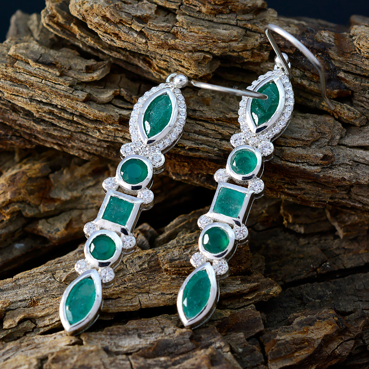 riyo ammaliante orecchino in argento sterling per femme indiano smeraldo orecchino con castone orecchino verde orecchino pendente