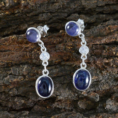 riyo coraggioso orecchino in argento sterling per femme iolite orecchino con castone orecchino blu orecchino a perno