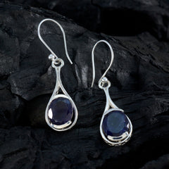 riyo fantastiska sterling silver örhänge för kvinnor iolit örhänge infattning blå örhänge dingel örhänge