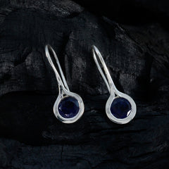 RIYO привлекательные серьги из стерлингового серебра 925 пробы для женщин, серьги с иолитом, безель, синие серьги, висячие серьги