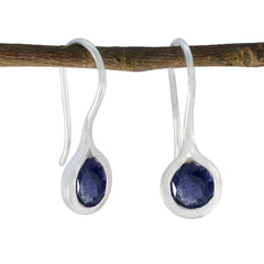 Riyo Attraktiver 925er Sterlingsilber-Ohrring für Damen, Iolith-Ohrring, Lünettenfassung, blauer Ohrring, baumelnder Ohrring