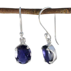 Riyo Hot Sterling Zilveren Oorbel Voor Vrouwelijke Iolite Oorbel Bezel Setting Blauwe Oorbel Dangle Earring
