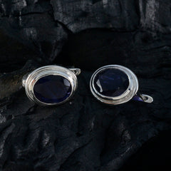 Riyo Exquisite 925 Sterling Silver Earring For Damsel Iolite Earring Bezel Setting Blue Earring Stud Earring