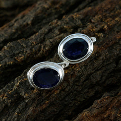 Riyo Exquisite 925 Sterling Silver Earring For Damsel Iolite Earring Bezel Setting Blue Earring Stud Earring
