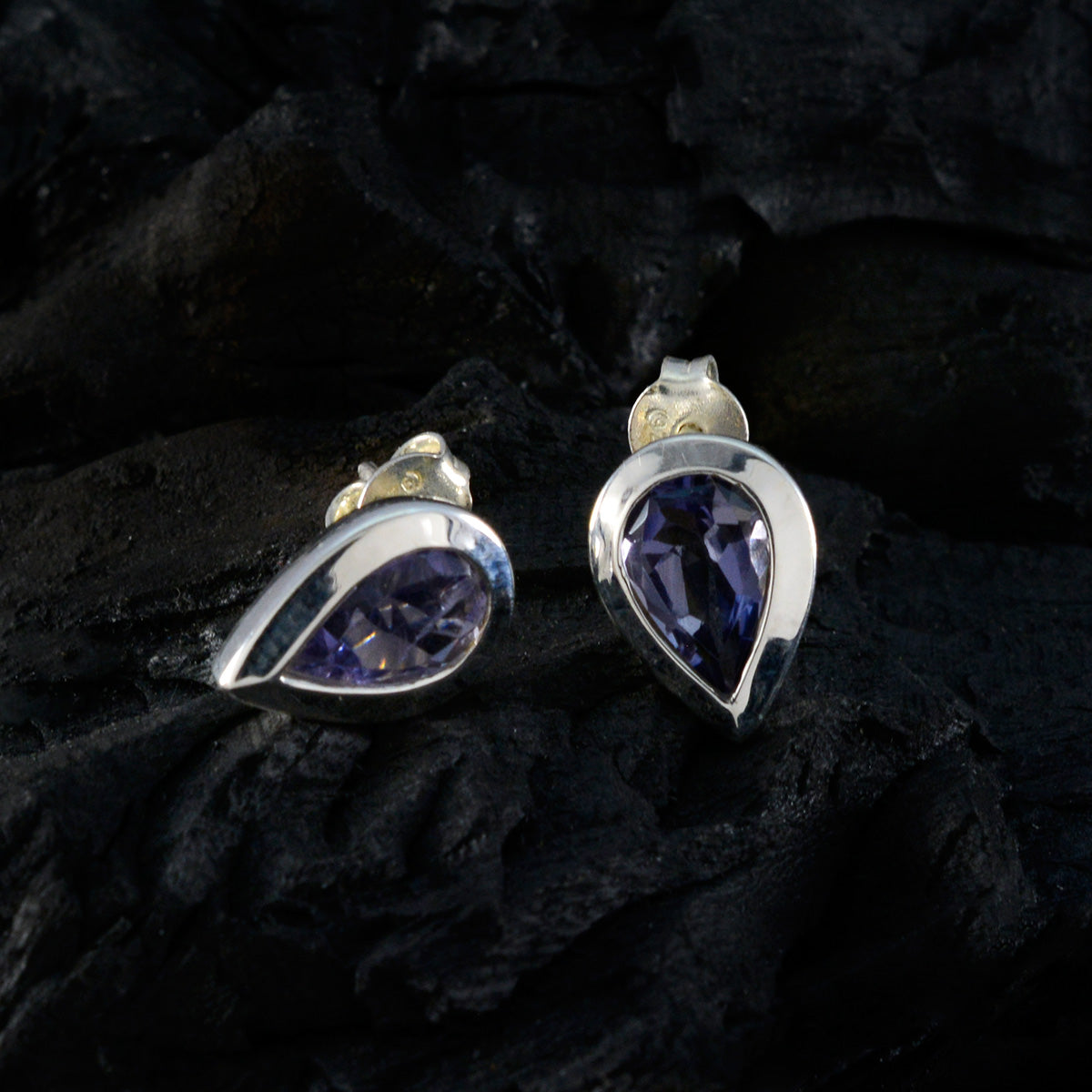 riyo fantasifulla sterling silver örhänge för kvinnlig iolit örhänge infattning blå örhänge örhänge