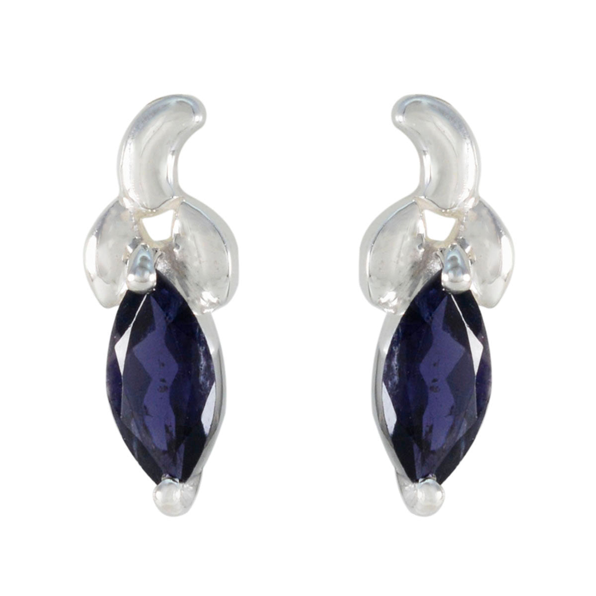 Riyo Handsome 925 Sterling Silver Earring For Women Iolite Earring Bezel Setting Blue Earring Stud Earring