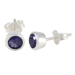 Riyo Knockout 925 Sterling Silber Ohrring für Mädchen Iolith Ohrring Lünette Fassung Blauer Ohrring Ohrstecker