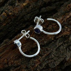 orecchino celeste riyo in argento sterling per donna orecchino iolite con castone orecchino blu orecchino a perno