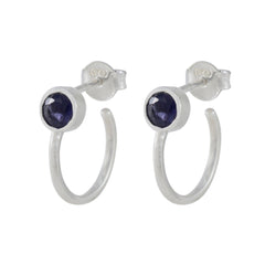 Riyo – boucle d'oreille céleste en argent sterling pour femmes, boucle d'oreille iolite, réglage de la lunette, boucle d'oreille bleue