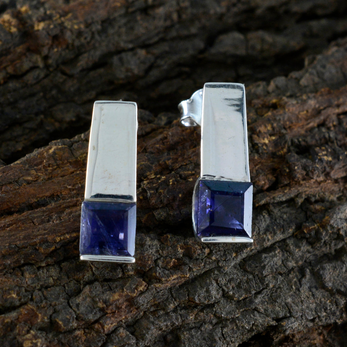 riyo dekorativa sterling silver örhänge för kvinnlig iolit örhänge infattning blå örhänge örhänge
