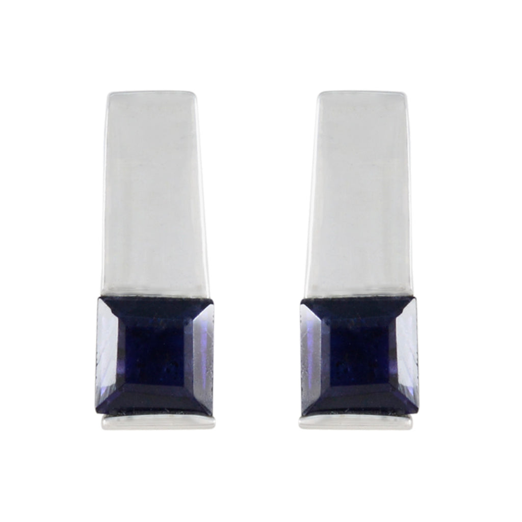 Riyo Decorative Sterling Silver Earring For Female Iolite Earring Bezel Setting Blue Earring Stud Earring