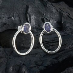 riyo beauteous orecchino in argento sterling 925 per demoiselle iolite orecchino con castone orecchino blu orecchino a perno