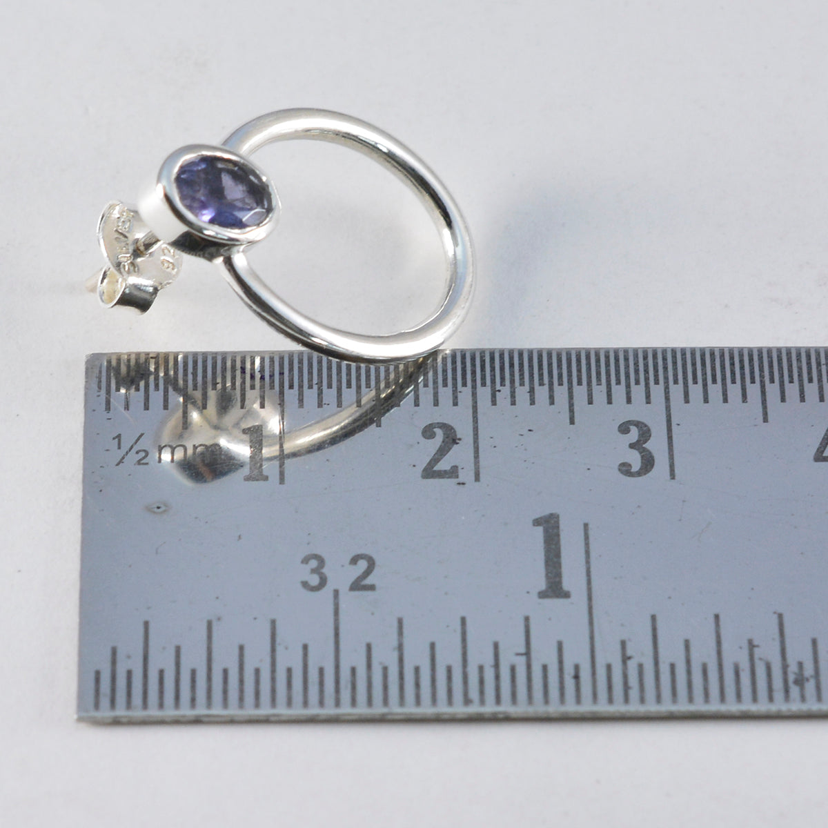 Riyo Beauteous 925 Sterling Silver Earring For Demoiselle Iolite Earring Bezel Setting Blue Earring Stud Earring
