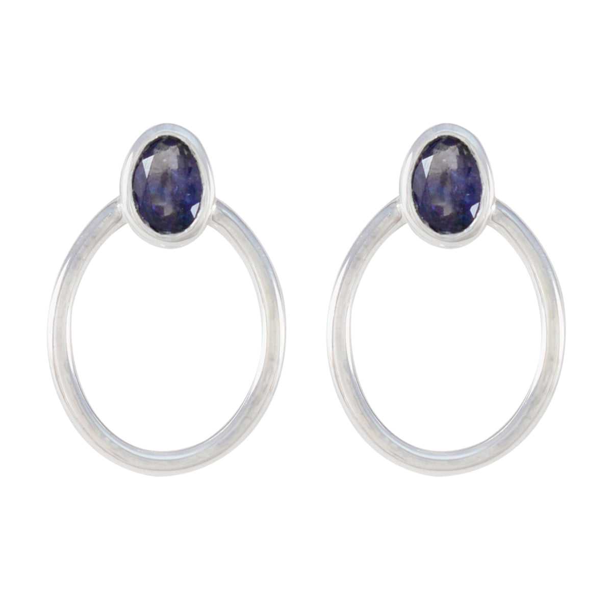 Riyo Beauteous 925 Sterling Silber Ohrring für Demoiselle Iolith Ohrring Lünette Fassung Blauer Ohrring Ohrstecker
